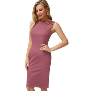 Grace Karin Pink Mauve Strappy Shoulder Fitted Dress Size Small NWT